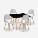 Dax Dark spisebords sæt: 4 plast stole og 80x80 cm firkantet træ bord Rabatter