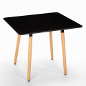 Dax Dark spisebords sæt: 4 plast stole og 80x80 cm firkantet træ bord 
