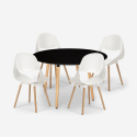 Midlan Dark spisebords sæt: 4 plast stole og 100cm rundt sort træ bord Udvalg