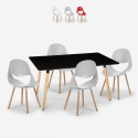 Flocs Dark spisebords sæt: 4 stole og 80 x 120 cm firkantet træ bord På Tilbud