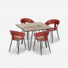 Maeve spisebords sæt: 4 farvet stole og 80 x 80 cm firkantet stål bord Valgfri