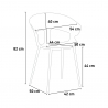 Maeve spisebords sæt: 4 farvet stole og 80 x 80 cm firkantet stål bord 