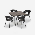 Maeve Dark spisebords sæt: 4 stole og 80 x 80 cm firkantet stål bord Valgfri