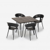 Maeve Dark spisebords sæt: 4 stole og 80 x 80 cm firkantet stål bord Valgfri