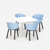 Krust Light spisebords sæt: 4 farvede stole og 80x80 cm hvid stål bord Valgfri