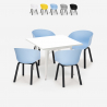 Krust Light spisebords sæt: 4 farvede stole og 80x80 cm hvid stål bord På Tilbud