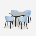Krust Dark spisebords sæt: 4 farvede stole og 80x80 cm sort stål bord Valgfri