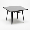 Krust Dark spisebords sæt: 4 farvede stole og 80x80 cm sort stål bord 