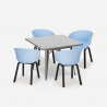 Krust spisebords sæt: 4 farvede stole og 80x80 cm industriel stål bord Valgfri