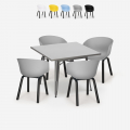 Krust spisebords sæt: 4 farvede stole og 80x80 cm industriel stål bord Kampagne