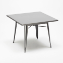 Krust spisebords sæt: 4 farvede stole og 80x80 cm industriel stål bord 