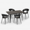 Tecla spisebords sæt: 4 farverige stole og 120 x 60 cm træ stål bord Valgfri