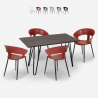 Sixty spisebords sæt: 4 farverige stole og 120 x 60 cm træ stål bord Udvalg