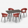 Sixty spisebords sæt: 4 farverige stole og 120 x 60 cm træ stål bord Omkostninger
