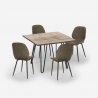 Wright spisebords sæt: 4 farvede læder stole og 80x80 cm træ stål bord Udvalg