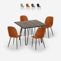Wright Dark spisebords sæt: 4 farvede stole og 80x80 cm træ stål bord Kampagne