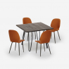 Wright Dark spisebords sæt: 4 farvede stole og 80x80 cm træ stål bord Udvalg
