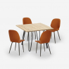 Wright Light spisebords sæt: 4 farvede stole og 80x80 cm træ stål bord Valgfri