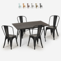 Summit spisebords sæt: 4 farvede stole og 120x60 cm sort stål træ bord Kampagne