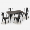 Summit spisebords sæt: 4 farvede stole og 120x60 cm sort stål træ bord Valgfri