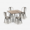 Hedges spisebords sæt: 4 farvede stole og 80 x 80 cm stål træ bord Egenskaber