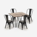 Hedges spisebords sæt: 4 farvede stole og 80 x 80 cm stål træ bord Pris