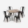Hedges spisebords sæt: 4 farvede stole og 80 x 80 cm stål træ bord Pris