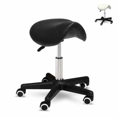 Professional ergonomisk højdejusterbar sadelstol med hjul