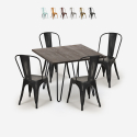 Hedges Dark spisebords sæt: 4 farvede stole og 80x80 cm stål træ bord Kampagne