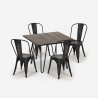 Hedges Dark spisebords sæt: 4 farvede stole og 80x80 cm stål træ bord Valgfri