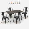 Weimar spisebords sæt: 4 farvede stole og 120 x 60 cm stål træ bord Rabatter