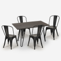 Weimar spisebords sæt: 4 farvede stole og 120 x 60 cm stål træ bord Pris