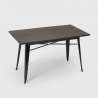 Lloyd spisebords sæt: 4 farvede stole og 120x60 cm sort stål træ bord Tilbud