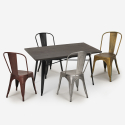 Hamilton spisebords sæt: 4 farvede stole og 120x60 cm stål træ bord Kampagne
