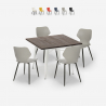 Howe Light spisebords sæt: 4 farvede stole og 80x80 cm stål træ bord Udsalg