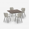 Howe Light spisebords sæt: 4 farvede stole og 80x80 cm stål træ bord Mål