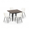 Howe Dark spisebords sæt: 4 farvede stole og 80x80 cm stål træ bord Model
