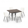 Howe spisebords sæt: 4 farvede stole og 80 x 80 cm stål træ borde Model