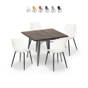 Howe spisebords sæt: 4 farvede stole og 80 x 80 cm stål træ borde På Tilbud