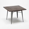 Almond spisebords sæt: 4 forskellig farvede stole og 80x80cm stål bord 