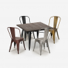 Dickson spisebords sæt 4 forskellig farvede stole og 80x80cm stål bord Rabatter