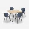 Sartis Light spisebords sæt: 4 farvede stole og 80x80cm stål træ bord Egenskaber