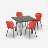 Sartis Dark spisebords sæt: 4 farvede stole og 80x80cm stål træ bord Omkostninger
