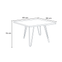 Sartis Dark spisebords sæt: 4 farvede stole og 80x80cm stål træ bord 