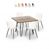 Sartis spisebords sæt: 4 farvede plast stole og 80x80 cm stål træ bord På Tilbud