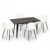 Bantum spisebords sæt: 4 farvede stole og 120x60 cm sort stål træ bord Pris