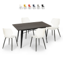 Bantum spisebords sæt: 4 farvede stole og 120x60 cm sort stål træ bord Rabatter