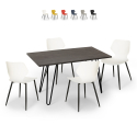 Palkis spisebords sæt: 4 farvede stole og 120x60 cm stål træ bord På Tilbud