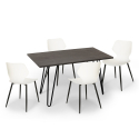 Palkis spisebords sæt: 4 farvede stole og 120x60 cm stål træ bord Model