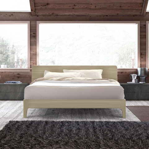 Linz design 160x190 cm halvanden mands seng i træ sengegavl lameller